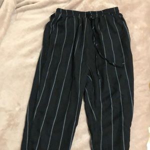 Stripe Tie Black and White Waist Trousers .